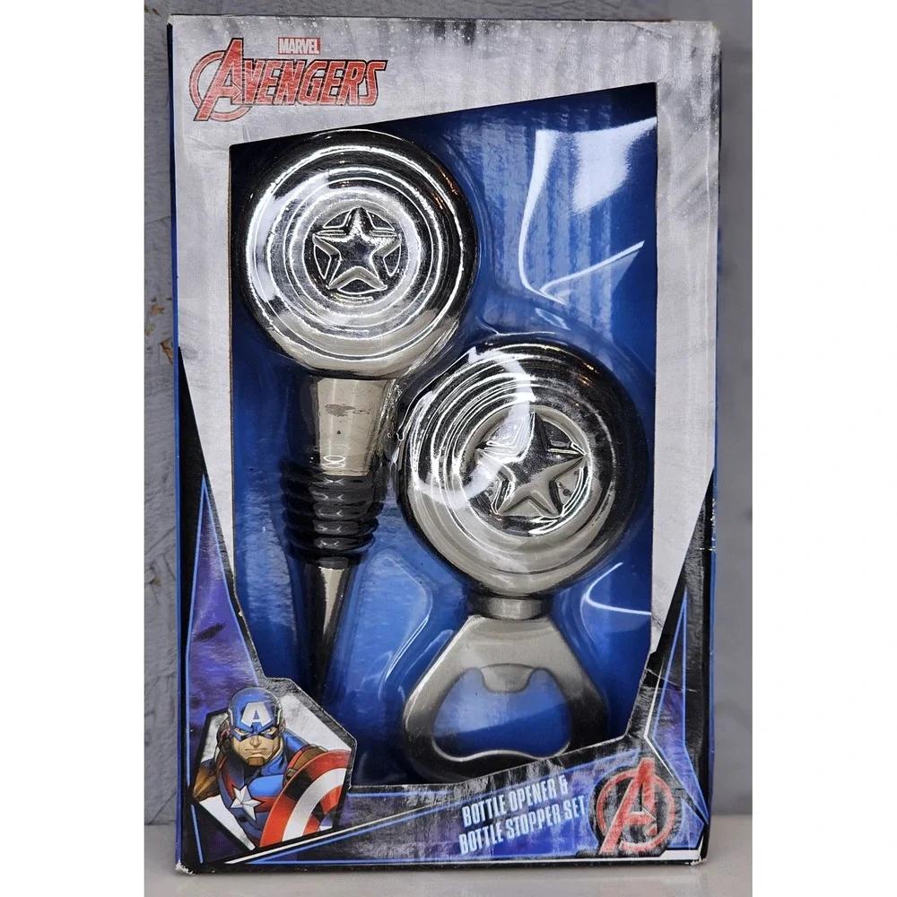 Marvel Avengers Captain America Bottle Opener/Bottle Stopper Set - NEW‎